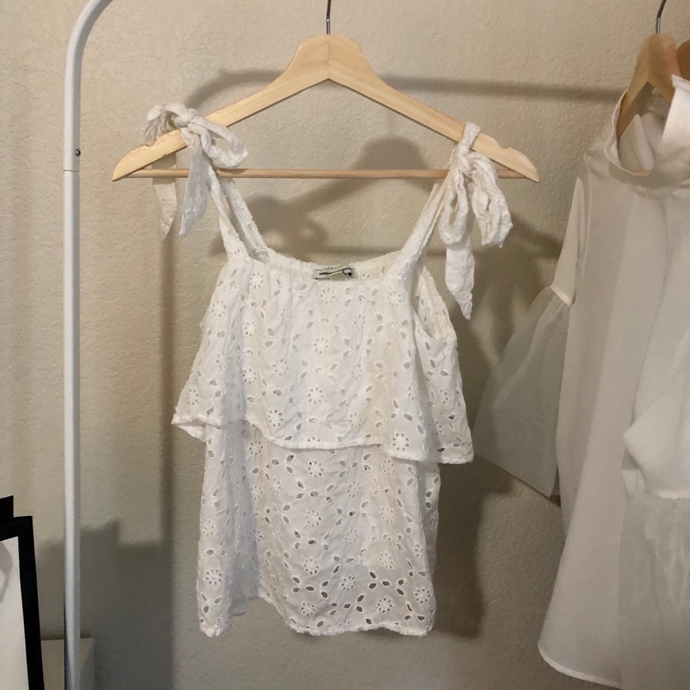 AE White Eyelet Top